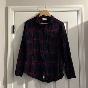 Hollister Purple Plaid Fleece Button Down Shirt